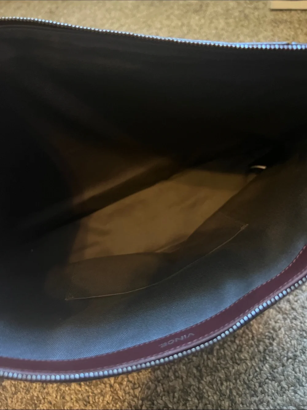 Vince Burgundy Leather and calf hair large clutch